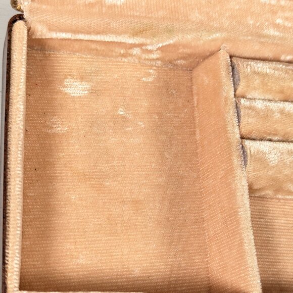 1970s Faux Leather brown jewelry box for men, Fleur de Lys logo - Picture 6 of 11